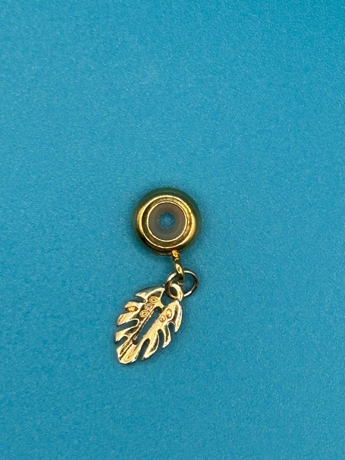 Golden Tropical Palm Leaf Charm