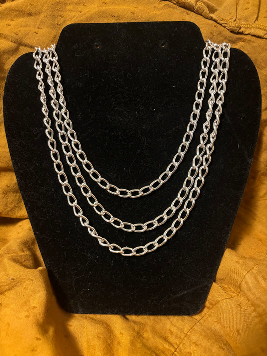 3 Tier Stainless Steel Chain Necklace ￼